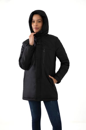 Spor Kadın Lacivert Içi Polarlı Su Ve Rüzgar Geçirmez Kapüşonlu  Mont Kaban Parka S-FMP-K-105 Siyah 2XL