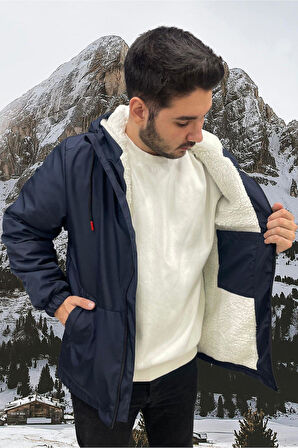 Spor Erkek Taba  Kürklü Su Ve Rüzgar Geçirmez Kapüşonlu  Mont & Kaban & Parka