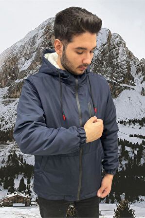 Spor Erkek Taba  Kürklü Su Ve Rüzgar Geçirmez Kapüşonlu  Mont & Kaban & Parka