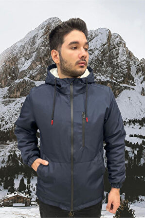 Spor Erkek Taba  Kürklü Su Ve Rüzgar Geçirmez Kapüşonlu  Mont & Kaban & Parka