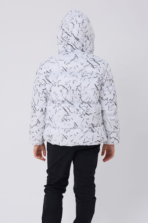 Spor Erkek Spor Çocuk Beyaz Çıkabilir Kapüşonlu Su ve Rüzgar Geçirmez Cepli   Mont & Kaban & Parka