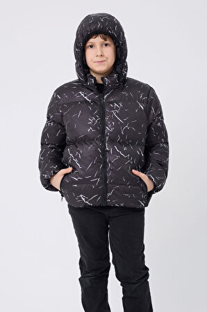 Spor Erkek Spor Çocuk Beyaz Çıkabilir Kapüşonlu Su ve Rüzgar Geçirmez Cepli   Mont & Kaban & Parka