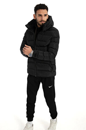 Spor Erkek Taş Içi Polarlı Kapüşonlu Su Geçirmez Rüzgara Dayanıklı   Mont