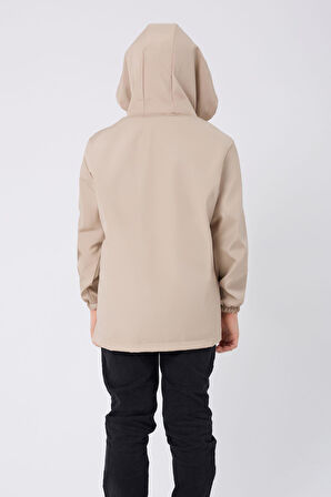 Spor Erkek Çocuk Mürdüm İçi Astarlı Su ve Rüzgar Geçirmez Kapüşonlu Çift Fermuarlı Cepli Yağmurluk