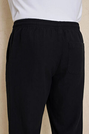 Erkek Siyah Keten Bol Kesim Pantolon