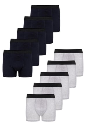 Erkek 10’lu Pamuklu Slim Fit Boxer Seti – Geniş Beden Aralığı