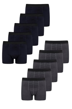 Erkek 10’lu Pamuklu Slim Fit Boxer Seti – Geniş Beden Aralığı