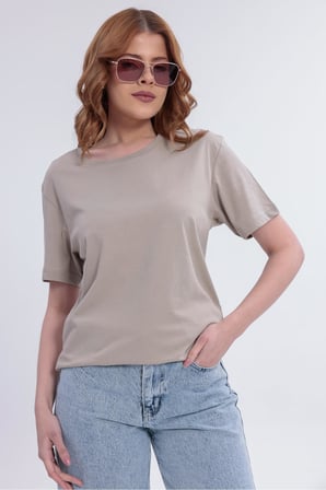Kadın Basic Rahat Kalıp Likralı 30/1 Süprem Tişört-380