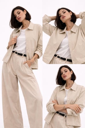 Kadın Oversize Basic Gabardin Mevsimlik Polo Yaka Ceket