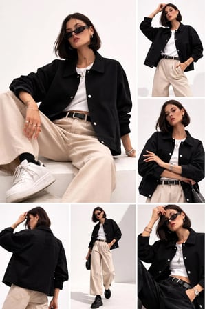 Kadın Oversize Basic Gabardin Mevsimlik Polo Yaka Ceket