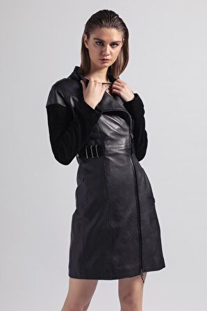 Siyah Valencia Kadın Deri Kaban