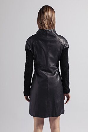 Siyah Valencia Kadın Deri Kaban