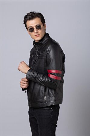 Siyah Elvis Erkek Deri Mont