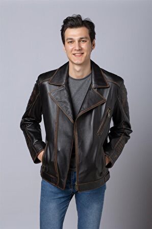 Siyah Francis Erkek Deri Mont