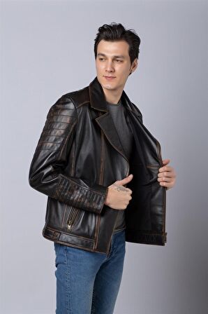 Siyah Francis Erkek Deri Mont