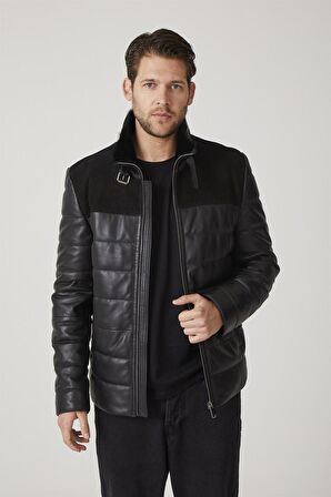 Renzo Siyah Erkek Deri Kaban