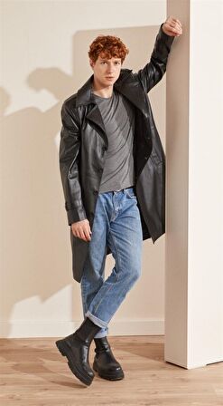 Siyah Axel Deri Kaban