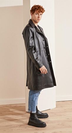 Siyah Axel Deri Kaban