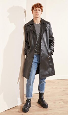 Siyah Axel Deri Kaban