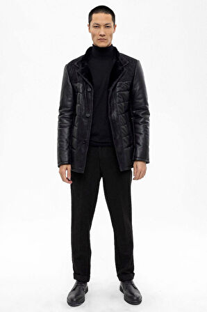 Siyah Nico Erkek Kürk Kaban