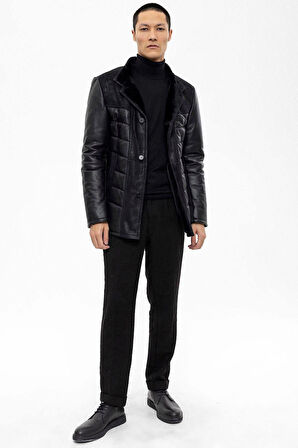 Siyah Nico Erkek Kürk Kaban