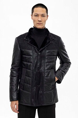 Siyah Nico Erkek Kürk Kaban