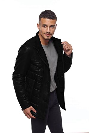 Siyah Nico Erkek Kürk Kaban