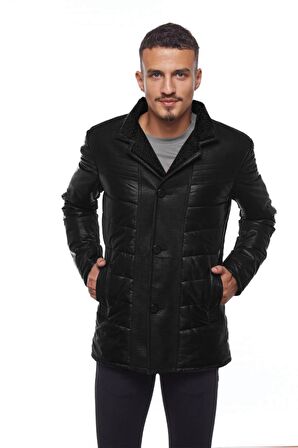 Siyah Nico Erkek Kürk Kaban