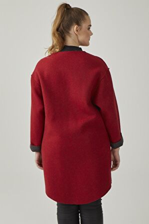 Kırmızı Rosa Kadın Alpaka Tüyünden Kaban