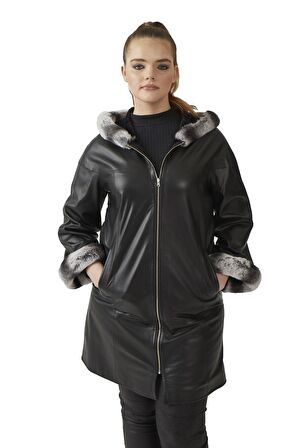 Siyah Paige Kadın Deri Kaban