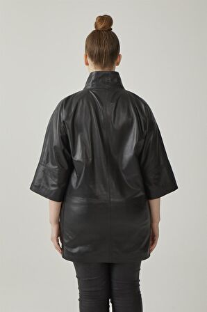 Siyah Carlota Kadın Deri Kaban