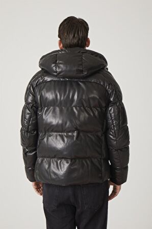 Olaf Siyah Erkek Deri Mont