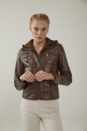 Aidan Kestane Kadın Deri Mont