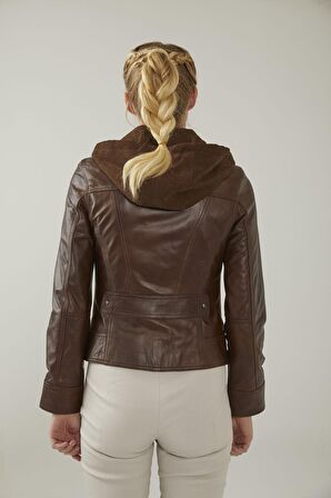 Aidan Kestane Kadın Deri Mont