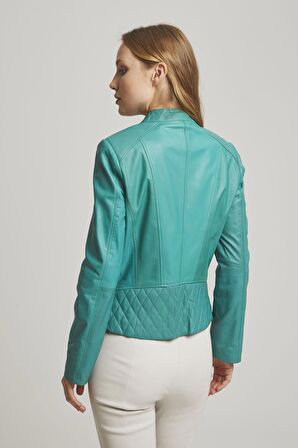 Turkuaz Latina Kadın Deri Mont