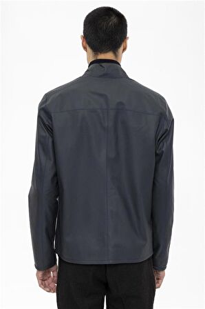 Lacivert Bordo Zavier Erkek Çift Taraflı Hakiki Deri Mont