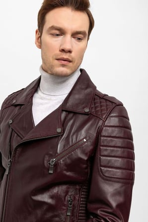 Luc Bordo Biker Erkek Hakiki Deri Mont