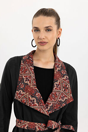 Golia Siyah Çift Taraflı Kadın Hakiki Deri Kaban