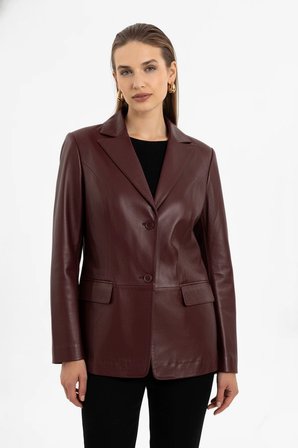 Louisa Bordo Blazer Kadın Hakiki Deri Ceket