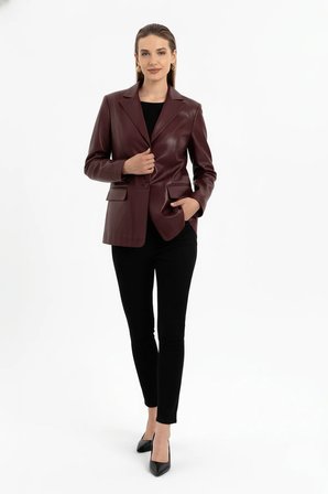 Louisa Bordo Blazer Kadın Hakiki Deri Ceket