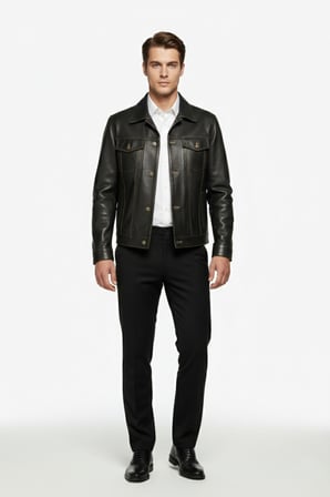 Kahve Denim Astarlı Hakiki Deri Mont