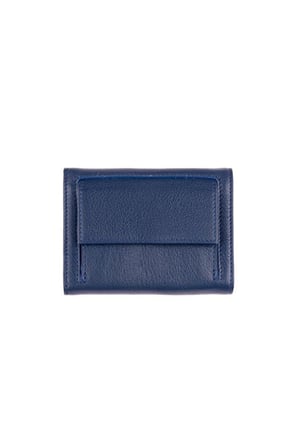Mavi Hakiki Deri Kartlık ve Kimlik Bölümlü Bozuk Para Cepli Küçük Cüzdan