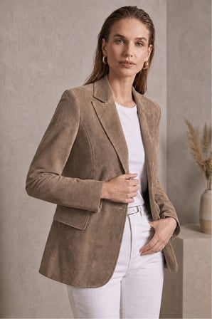 Louisa Camel Blazer Kadın Hakiki Süet Ceket