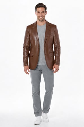 Taba Lou Erkek Hakiki Deri Blazer Ceket