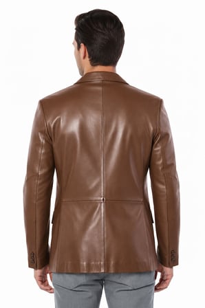 Taba Lou Erkek Hakiki Deri Blazer Ceket