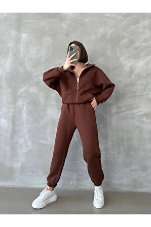 Oversize Cep Detay Unisex Hırkalı Eşofman Takımı