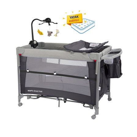 Smart Fold Anne Yanı Oyun Parkı 60 x 104 cm Gri