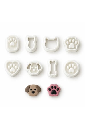 8'li Kedi Köpek ve Pati Polimer Kil Kalıp Seti – Dog & Cat Clay Cutters