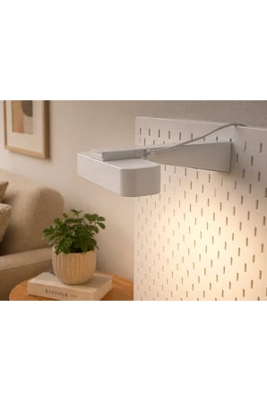 Skadis Uyumlu Işık Barı Montaj Aparatı | Pegboard Raf Tutucu | 3D Baskı BEYAZ