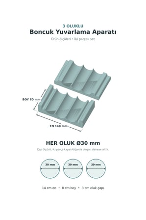 Besing 30 mm 3 Oluklu Boncuk Yuvarlama Aparatı 2 Parça